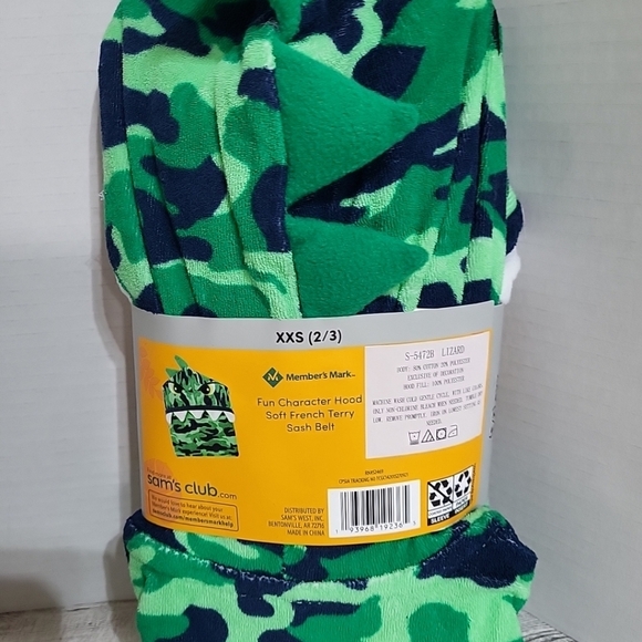Member's Mark Kids XXS 2/3 Swim Lizard Robe Hooded Towel with Belt NWT Camo - Picture 6 of 7